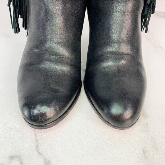 Christian Louboutin Jimmynetta Black Calfskin Leather Fringe Ankle Chelsea Boot - Picture 5 of 16